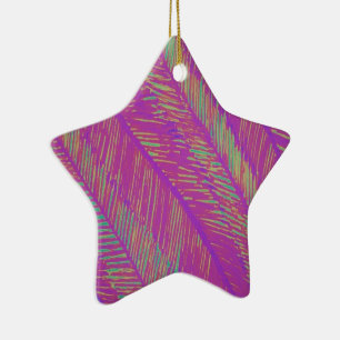 Ornement Étoile En Céramique Palmes de néon violet