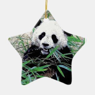 Ornement Étoile En Céramique Panda