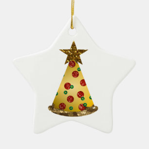Ornement Étoile En Céramique parties scintillant pizza arbre de noël