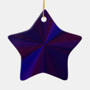 Ornement Étoile En Céramique Patchwork circulaire de dégradé bleu à pourpre