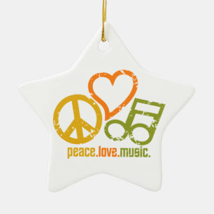 Ornement Étoile En Céramique Peace Love Music ornament, personnalisable