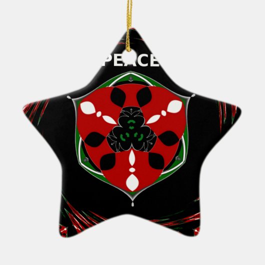 Ornement Étoile En Céramique "Peace : with Shield Emblem" (Devant)