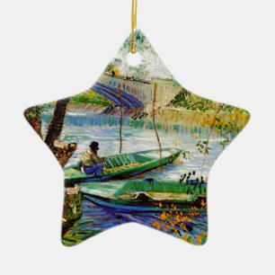 Ornement Étoile En Céramique Pêche au printemps, Vincent van Gogh. Belle pêch