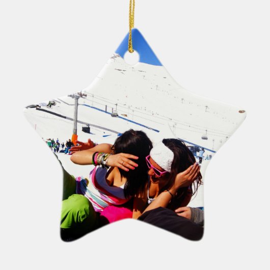 Ornement Étoile En Céramique Pente de ski de filles (Devant)