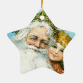 Ornement Étoile En Céramique Père Noël victorienne avec fille (Dos)