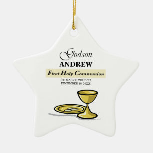 Ornement Étoile En Céramique Personnalisable, Godson First Communion Chalice