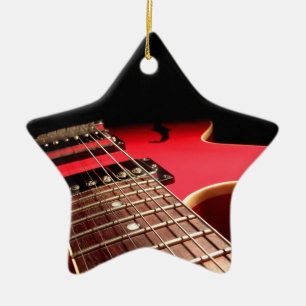Ornement Étoile En Céramique Photo rouge lumineuse de guitare électrique