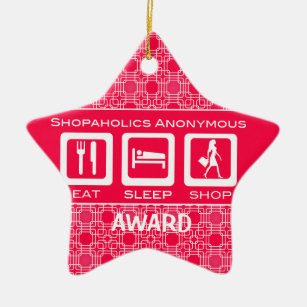 Ornement Étoile En Céramique Pink Funny Shopaholic Eat Sleep Shop Award
