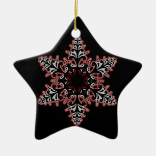 Ornement Étoile En Céramique Pink Goth Filigree Snowflake Noël ou Yule