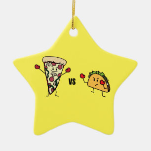 Ornement Étoile En Céramique Pizza de pepperoni CONTRE le taco : Mexicain