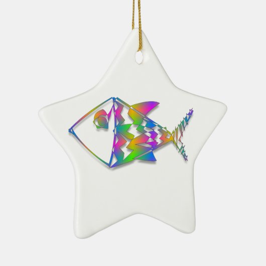 Ornement Étoile En Céramique Poisson Abstrait (Droite)