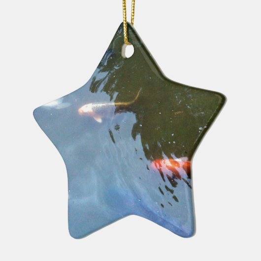 Ornement Étoile En Céramique Poisson, carpes de Koi dans l'étang (Gauche)