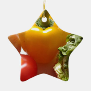 Ornement Étoile En Céramique Poivre Tomates Légumes Légumes Laisselle Aliments 