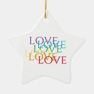 ORNEMENT ÉTOILE EN CÉRAMIQUE RAINBOW LOVE