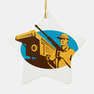 Ornement Étoile En Céramique Remorque Rétro de la remorque de travail nettoyeus