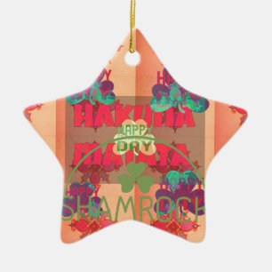 Ornement Étoile En Céramique Restez béni Bonne Saint Patrick Jour Hakuna Mata