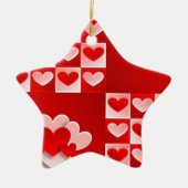 Ornement Étoile En Céramique Romantique Saint Valentin Coeurs d'amour Rouge Coe (Devant)