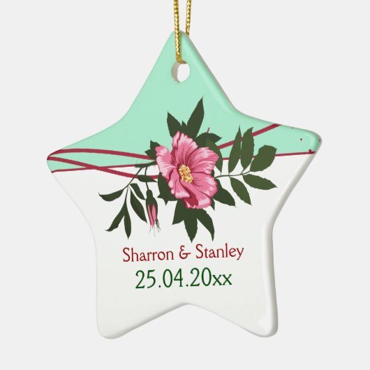 Ornement Étoile En Céramique Rose rose sauvage mariage vert menthe (Gauche)