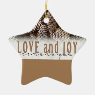 Ornement Étoile En Céramique Rustic Holiday Love and Joy Pine Cone