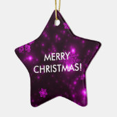 Ornement Étoile En Céramique Snowflakes avec Arrière - plan pourpre (Gauche)