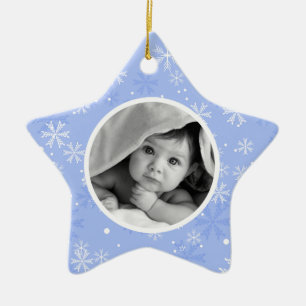 Ornement Étoile En Céramique Snowflakes Motif Photo Noël