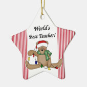 Ornement Étoile En Céramique Teddy Bear World's Best Teacher Ornament (Gauche)