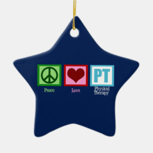 Ornement Étoile En Céramique Thérapie physique Star Peace Love PT Blue Christm