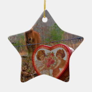 Ornement Étoile En Céramique Valentine Heart Miniature Brown Horse
