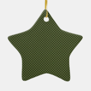 Ornement Étoile En Céramique Vert de l'armée Style d'impression en fibre de car