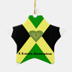 Ornement Étoile En Céramique Vintage I Love Jamaïque : Drapeau du patrimoine cu