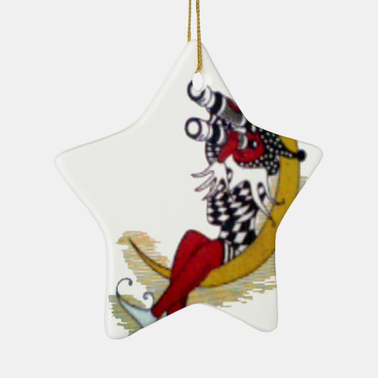 Ornement Étoile En Céramique Vue cosmique : Elfe sur la lune aventure (Droite)