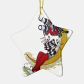 Ornement Étoile En Céramique Vue cosmique : Elfe sur la lune aventure (Gauche)