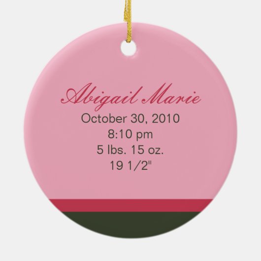 Ornement fait sur commande de ęr Noël du bébé (Dos)