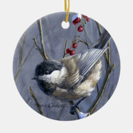 Ornement fait sur commande d'oiseau de Chickadee (Devant)