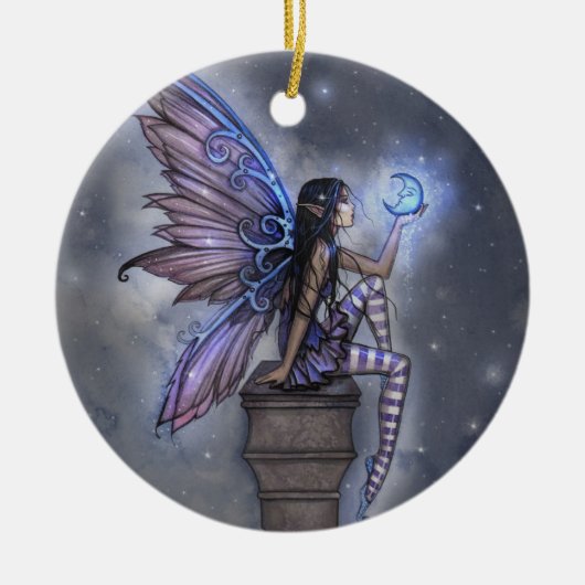 Ornement Fantastique de Fée de Lune Bleue (Devant)