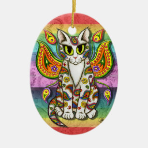 Ornement féerique d'art d'imaginaire de chat de