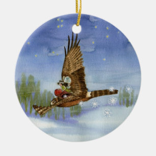 Ornement féerique de Noël de faucon