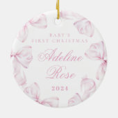 Ornement Fille Bébé Coquette Ruban Rose (Dos)