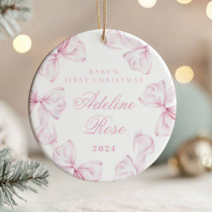 Ornement Fille Bébé Coquette Ruban Rose