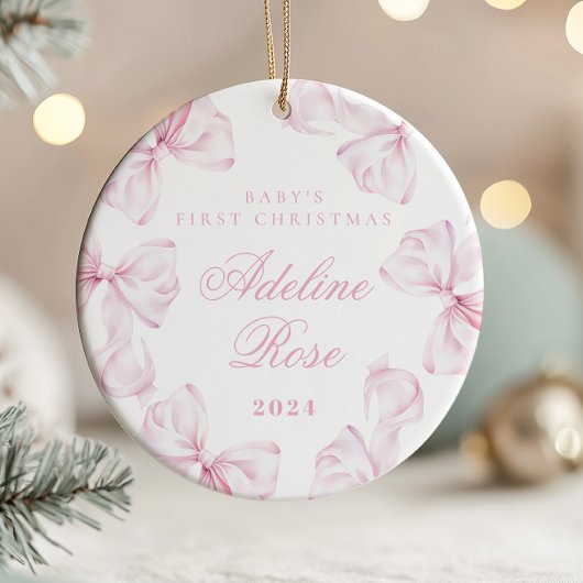 Ornement Fille Bébé Coquette Ruban Rose