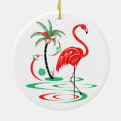 Ornement Flamingo rouge Noël rond (Dos)