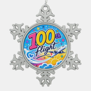 Ornement Flocon De Neige 100ème vol avion coloré voyage souvenir