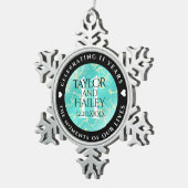 Ornement Flocon De Neige 11ème anniversaire de Mariage turquoise (Vue impression)