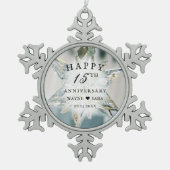 Ornement Flocon De Neige 15e anniversaire du Mariage de cristal noir + blan (Devant)