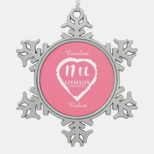 Ornement Flocon De Neige 17e anniversaire Mariage carnélien traditionnel (Devant)