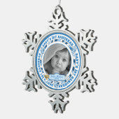 Ornement Flocon De Neige 1ère Hanoukka Photo Name Dreidels (Vue impression)