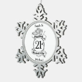 Ornement Flocon De Neige 21e anniversaire Mariage Fleurs (Vue impression)