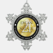 Ornement Flocon De Neige 21ème anniversaire de Mariage en laiton (Devant)