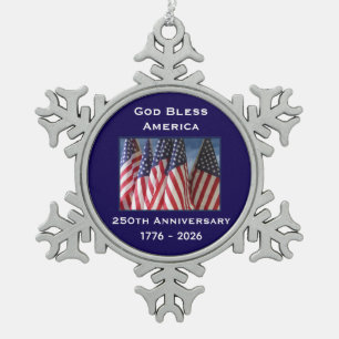 Ornement Flocon De Neige 250e anniversaire USA Patriotique Dieu bénisse l'A
