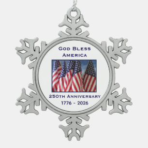 Ornement Flocon De Neige 250e anniversaire USA Patriotique Dieu bénisse l'A